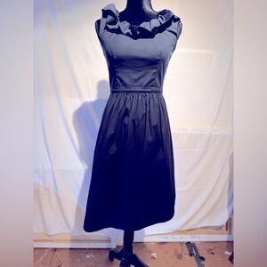 Navy Prada fitted dress with ruffles and V open back Sz 40 or Sz 2. XS